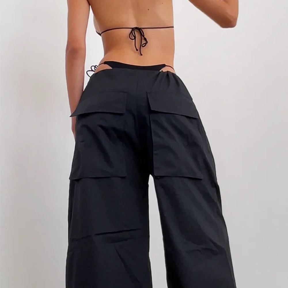 WIDE LEG MULTI POCKET PANT - BLACK - LOCAL EUROPEAN